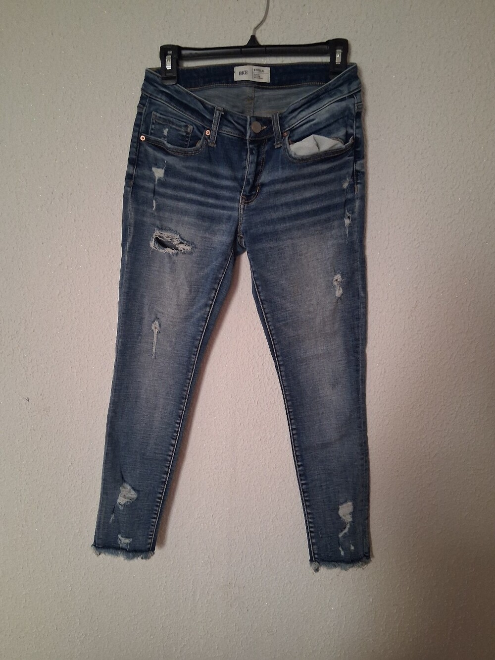 BKE Stella Slim Fit Low Rise Women's Distressed Medium Blue Ankle Skinny Jeans28